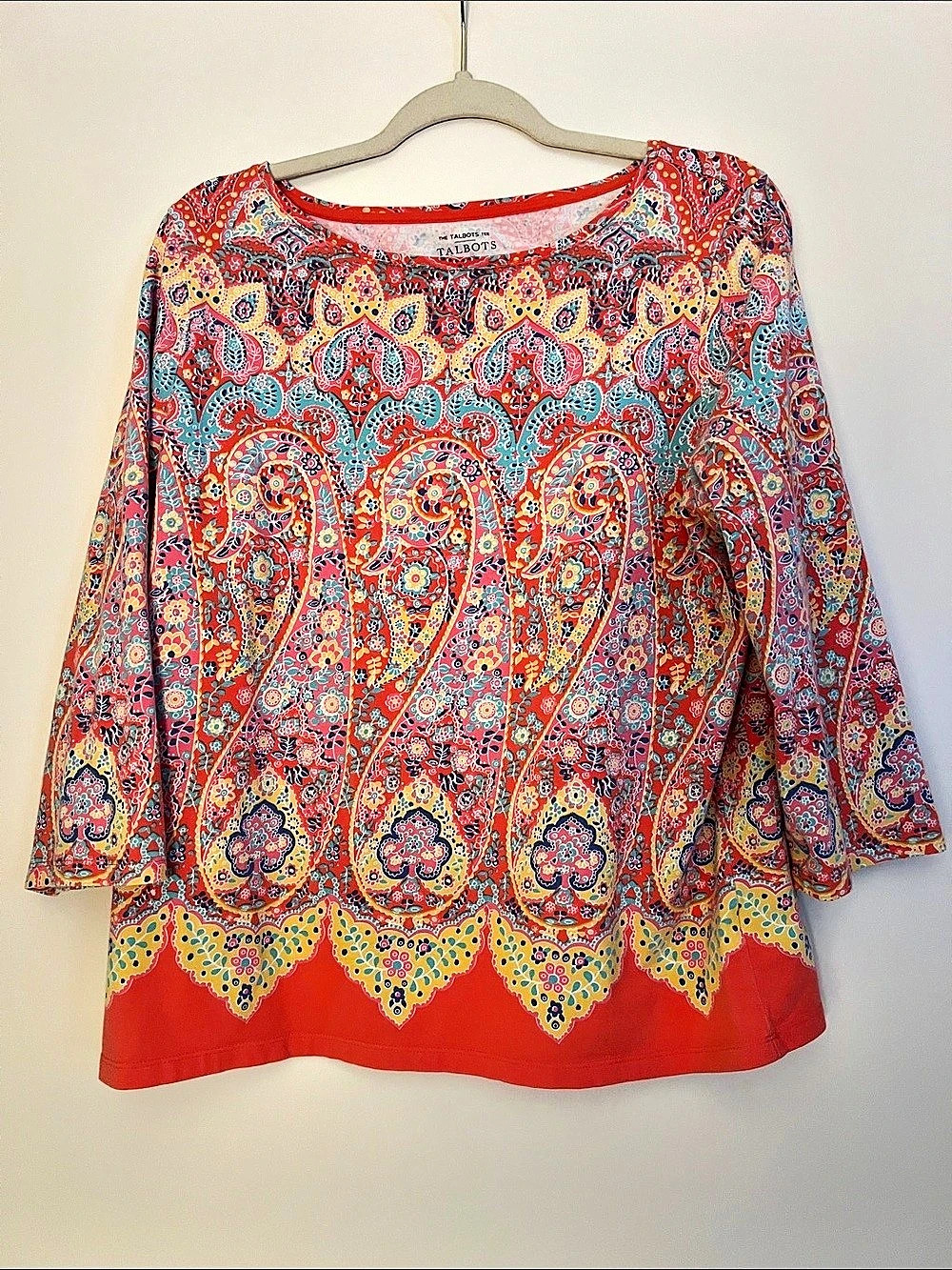 Talbots Paisley Print Tunic Red Multicolor Size XL Petite Like New